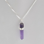 Healing therapy purple amethyst pencil point pendant